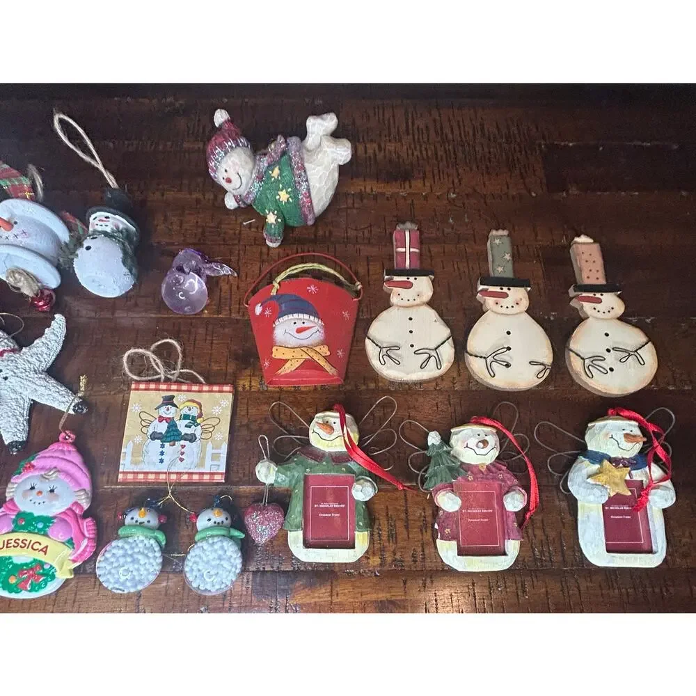 Vintage St. Nicholas Square Snowman Ornament Bundle 17pc Holiday Christmas Snow